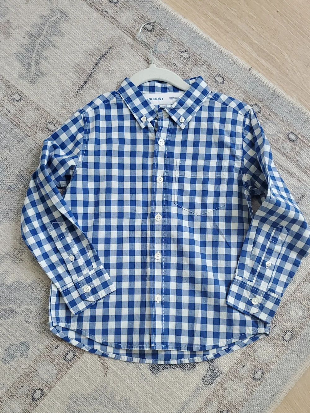 NWOT Old Navy Boys Blue Gingham Button - Down Shirt Built-in Flex SzXS (5)